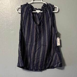 Time and Tru Navy and White Striped Blouse